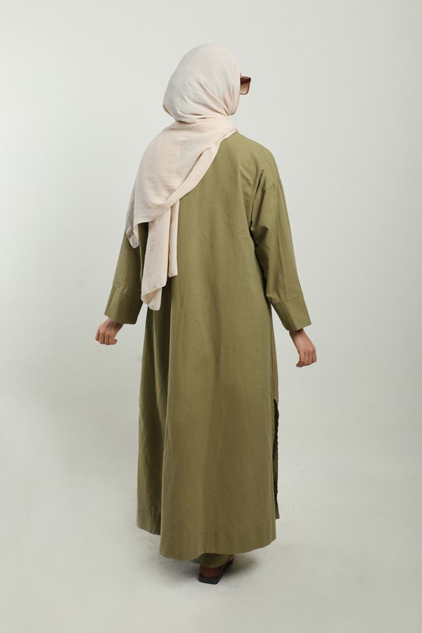 Tulumlu Abaya Takım Haki - 11