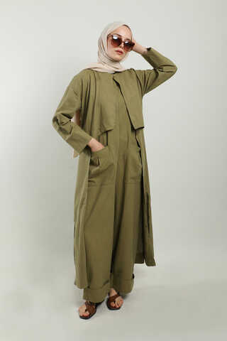 Tulumlu Abaya Takım Haki - 8