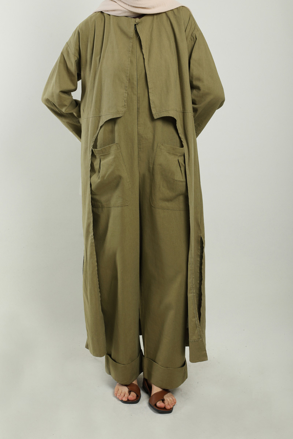 Tulumlu Abaya Takım Haki - 9