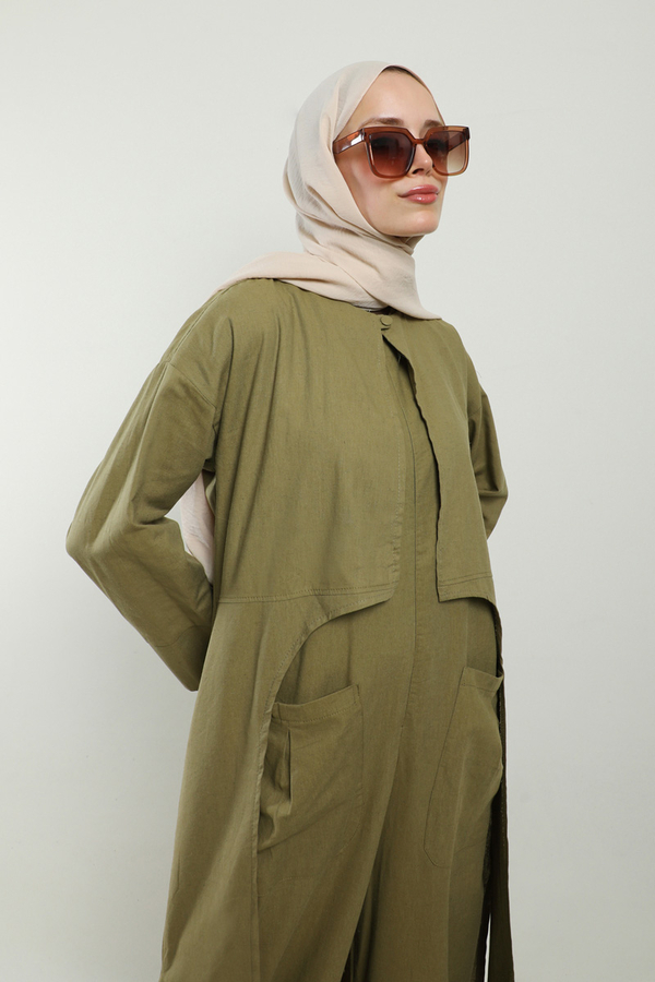 Tulumlu Abaya Takım Haki - 7