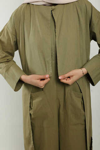 Tulumlu Abaya Takım Haki - 10