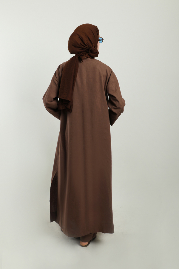 Tulumlu Abaya Takım Kahverengi - 10