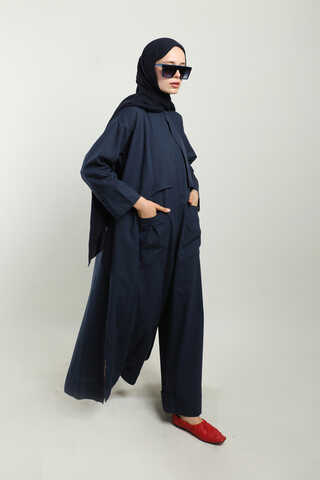 Tulumlu Abaya Takım Lacivert - 6