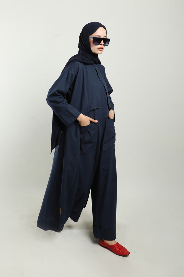 Tulumlu Abaya Takım Lacivert - 6