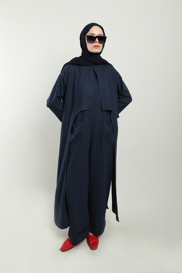 Tulumlu Abaya Takım Lacivert - 8