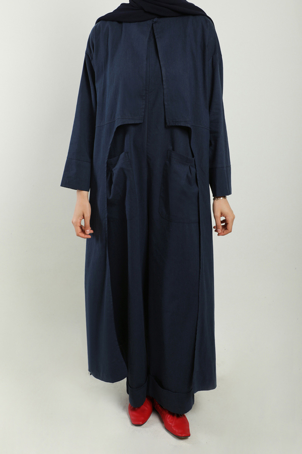 Tulumlu Abaya Takım Lacivert - 5