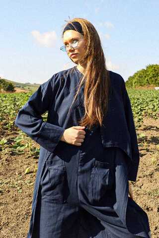 Tulumlu Abaya Takım Lacivert - 2