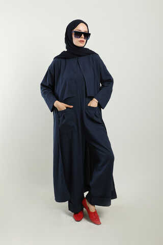 Tulumlu Abaya Takım Lacivert - 4