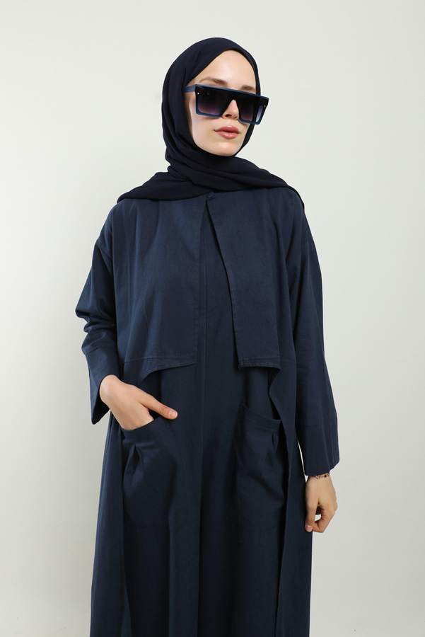 Tulumlu Abaya Takım Lacivert - 7