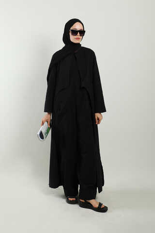Tulumlu Abaya Takım Siyah - 4