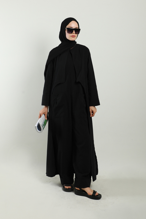 Tulumlu Abaya Takım Siyah - 4