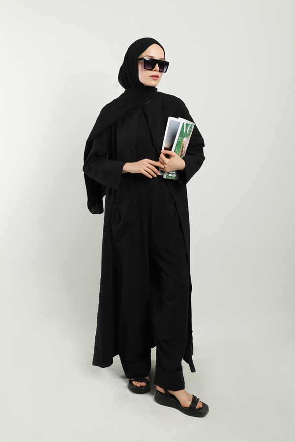 Tulumlu Abaya Takım Siyah - 6