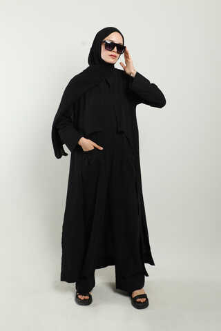 Tulumlu Abaya Takım Siyah - 8