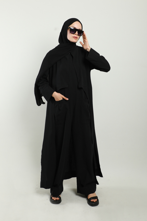 Tulumlu Abaya Takım Siyah - 8