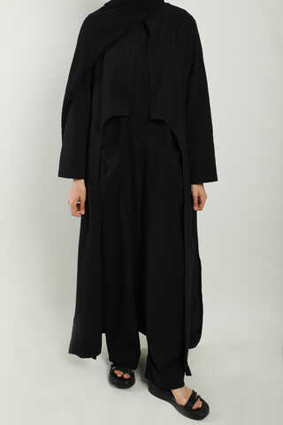 Tulumlu Abaya Takım Siyah - 7