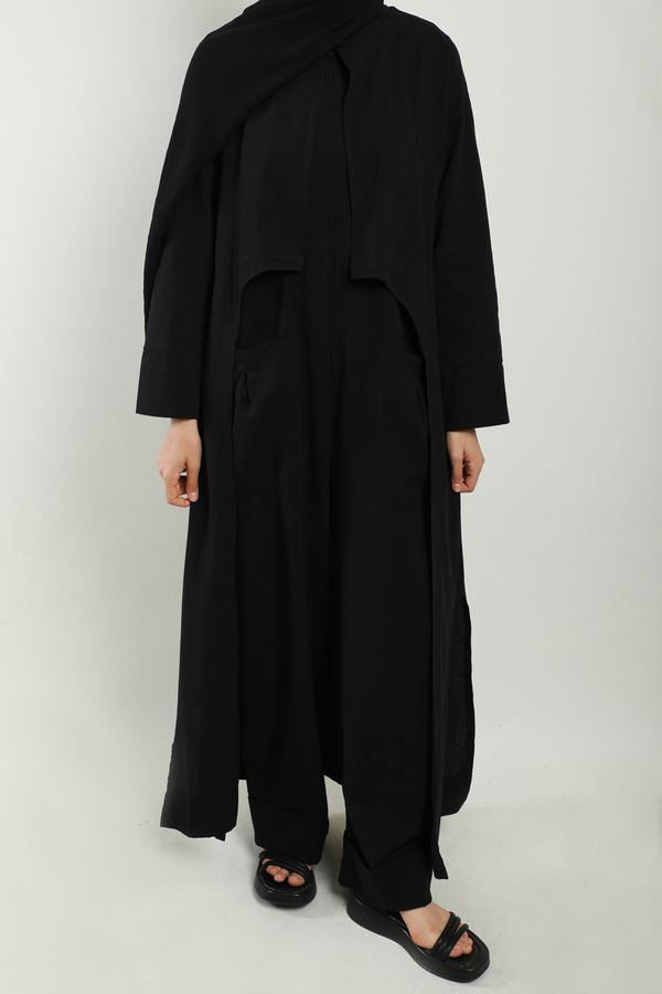 Tulumlu Abaya Takım Siyah - 7