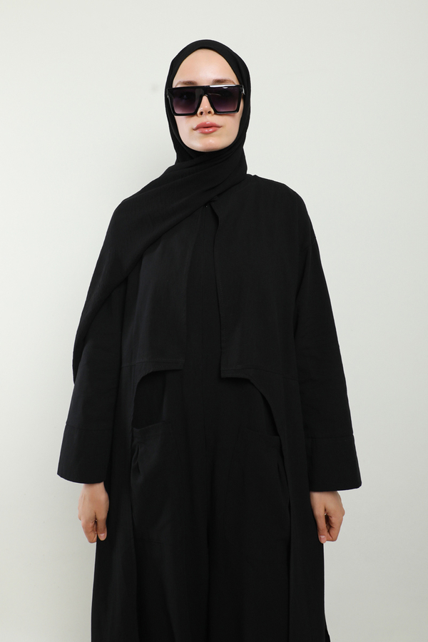 Tulumlu Abaya Takım Siyah - 9