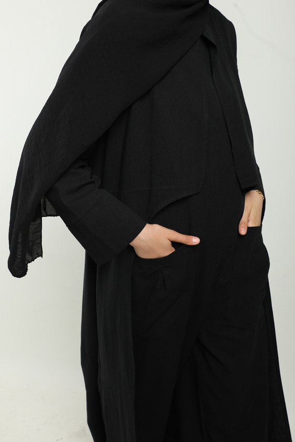 Tulumlu Abaya Takım Siyah - 10