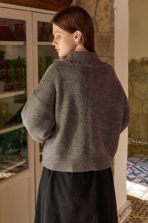 Turtleneck Cardigan Anthracite - 10
