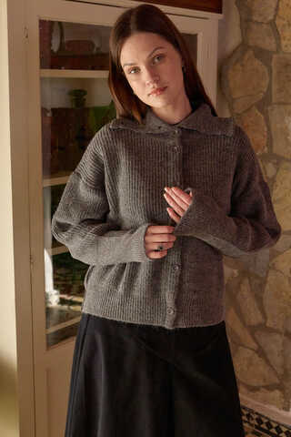 Turtleneck Cardigan Anthracite - 5