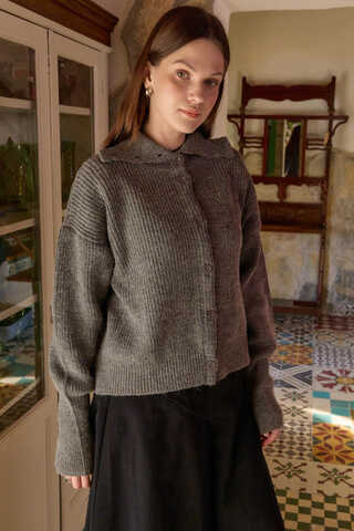 Turtleneck Cardigan Anthracite - 6