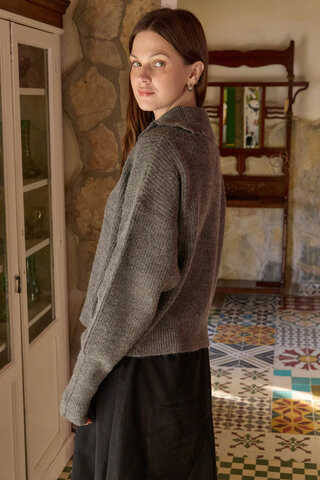 Turtleneck Cardigan Anthracite - 9