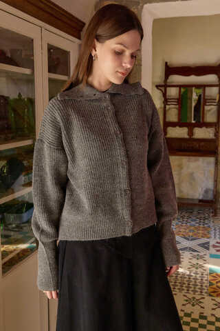 Turtleneck Cardigan Anthracite - 7