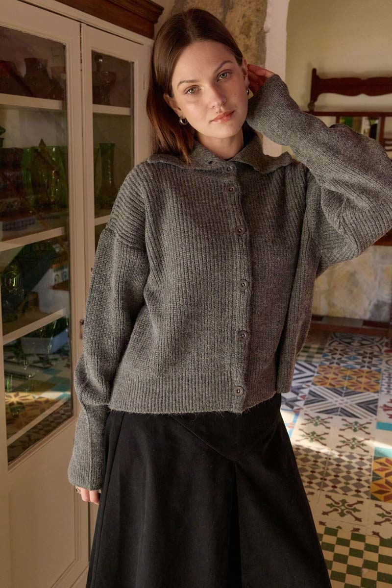 Turtleneck Cardigan Anthracite