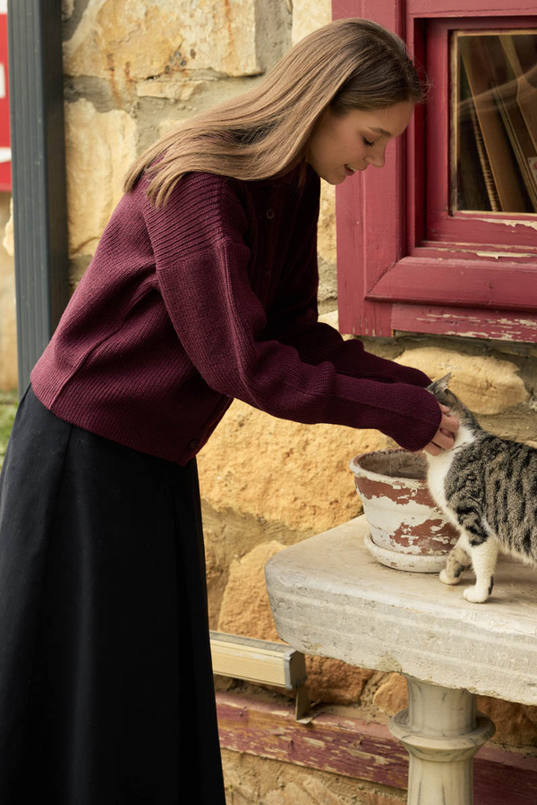 Turtleneck Cardigan Burgundy - 6
