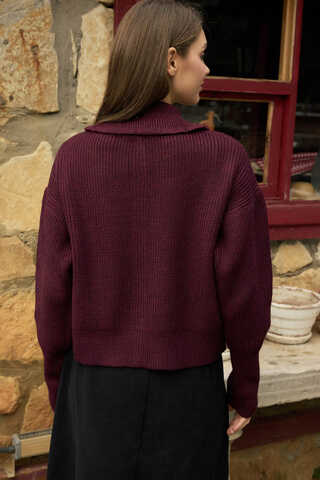 Turtleneck Cardigan Burgundy - 14