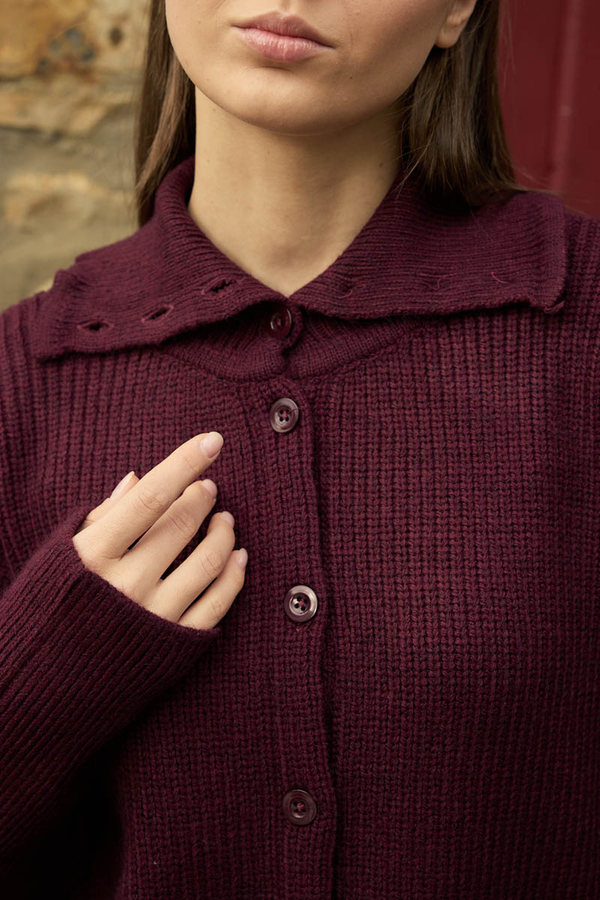 Turtleneck Cardigan Burgundy - 8