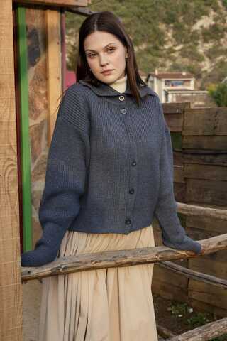 Turtleneck Cardigan Indigo - 2