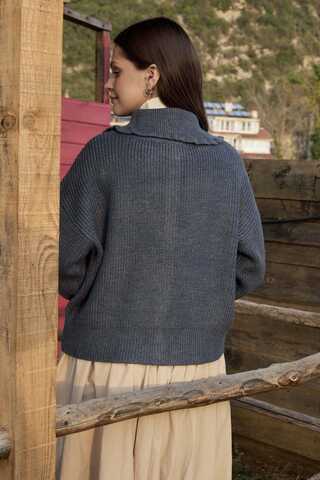 Turtleneck Cardigan Indigo - 12