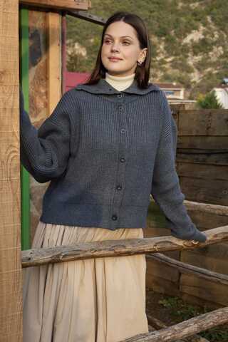 Turtleneck Cardigan Indigo - 7