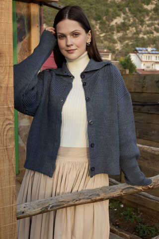 Turtleneck Cardigan Indigo - 9