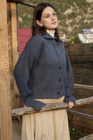 Turtleneck Cardigan Indigo - 4