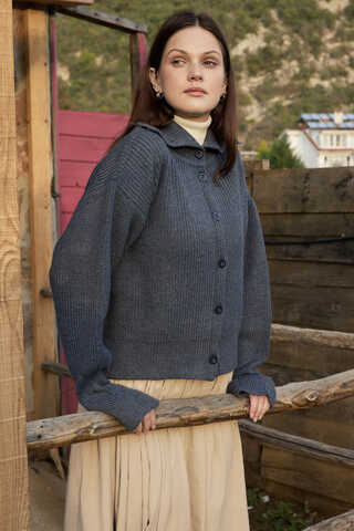 Turtleneck Cardigan Indigo - 6