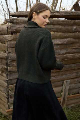 Turtleneck Cardigan Khaki - 10