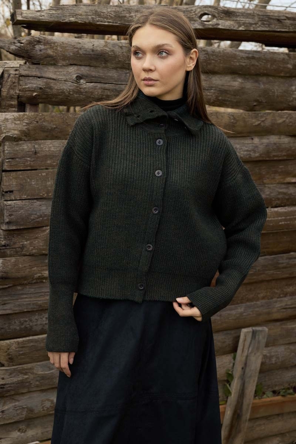 Turtleneck Cardigan Khaki 