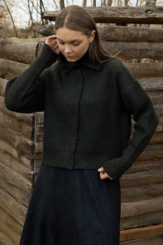 Turtleneck Cardigan Khaki - 2