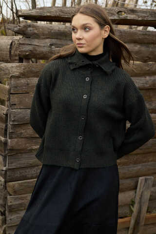 Turtleneck Cardigan Khaki - 4