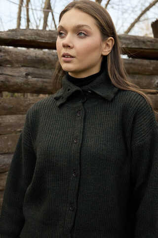 Turtleneck Cardigan Khaki - 6