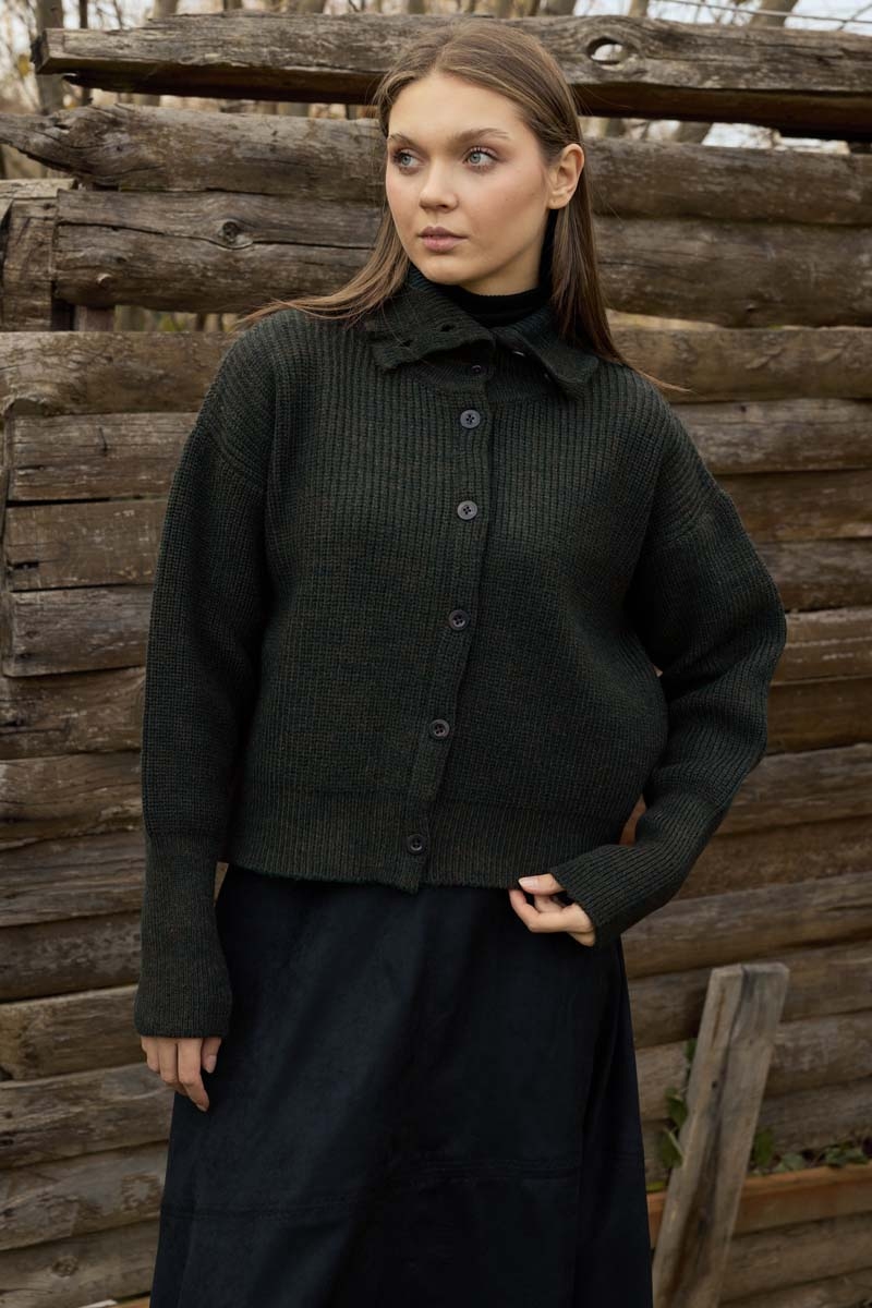 Turtleneck Cardigan Khaki