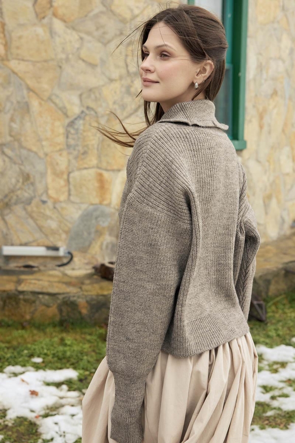 Turtleneck Cardigan Mink - 3