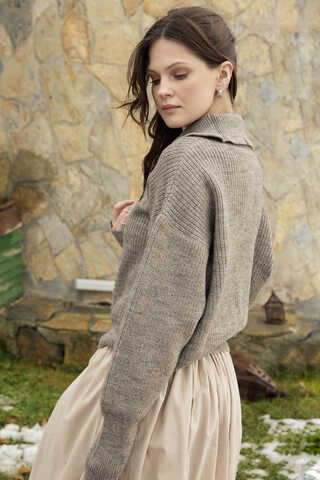 Turtleneck Cardigan Mink - 10