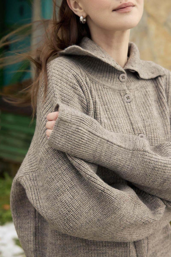 Turtleneck Cardigan Mink - 8