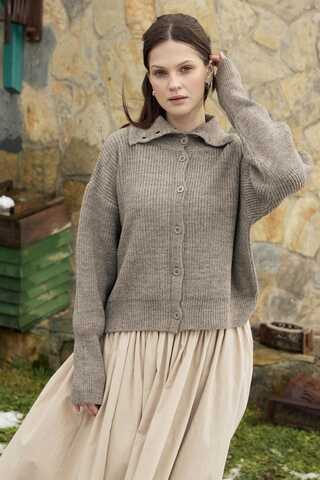 Turtleneck Cardigan Mink - 9