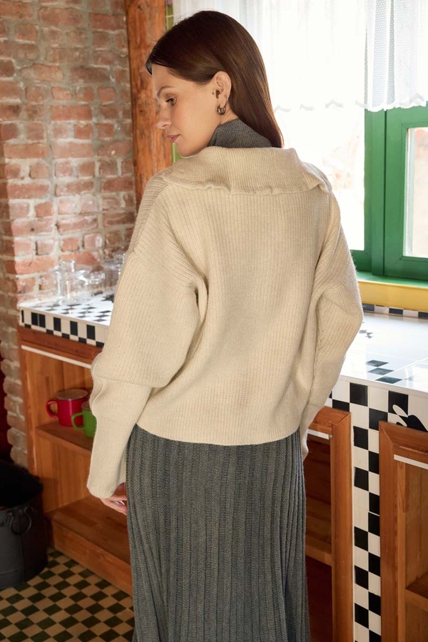 Turtleneck Cardigan Stone - 2