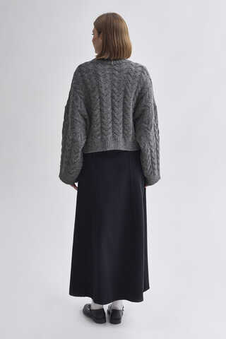 Turtleneck Crop Knit Sweater Anthracite - 8