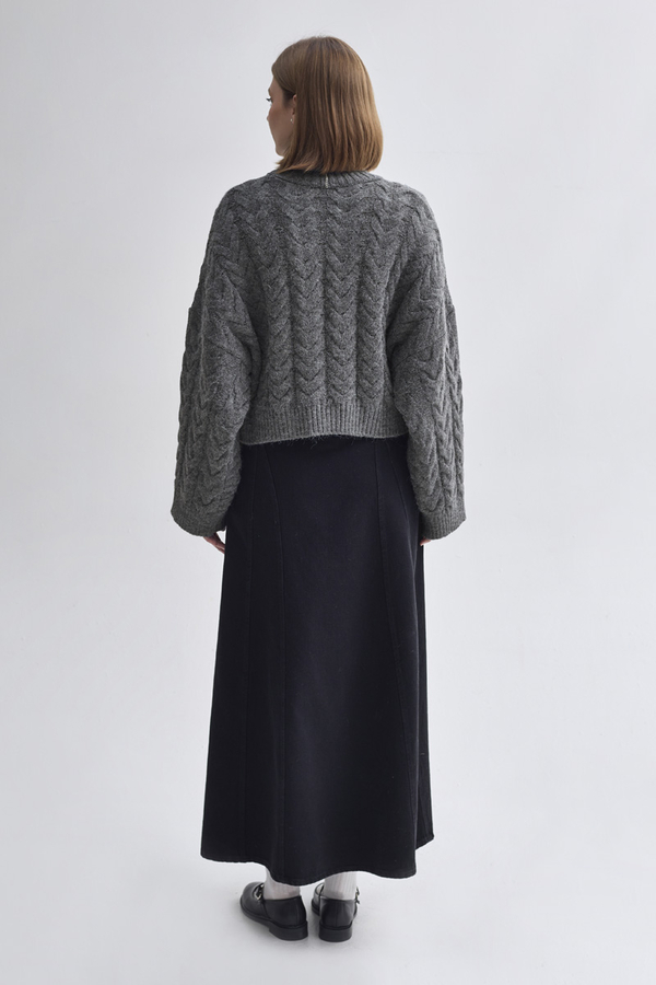 Turtleneck Crop Knit Sweater Anthracite - 8